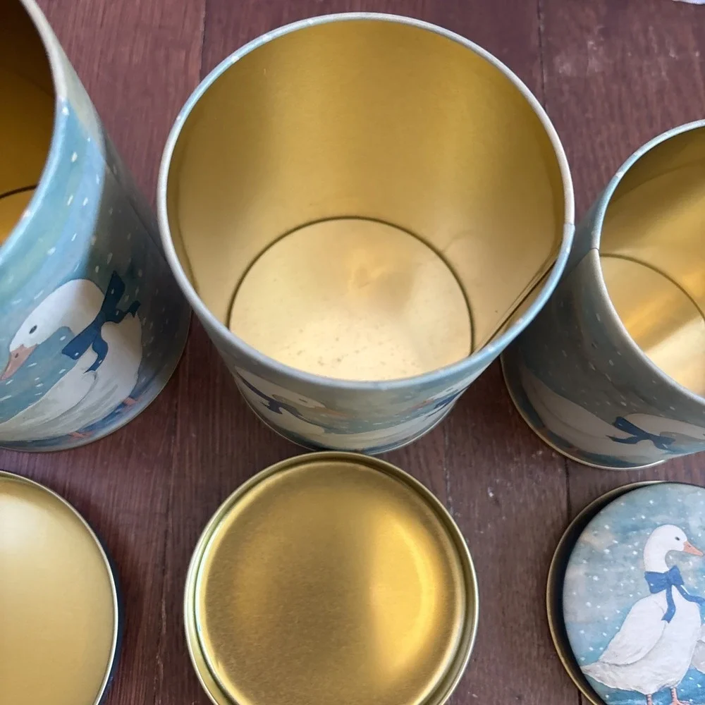 Vintage‎ Blue Bow Nesting Goose Canisters Tins 80s Country Farmhouse